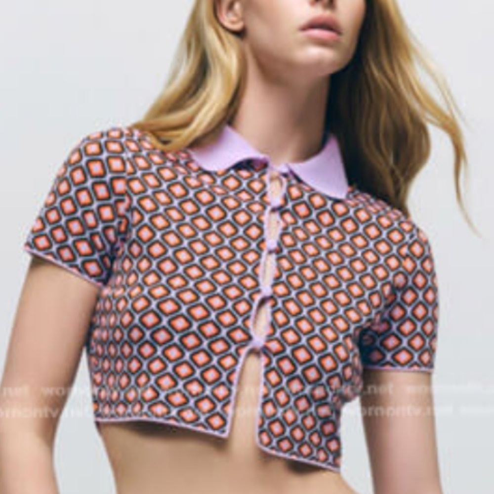 Zara Crop Geometric Print Top